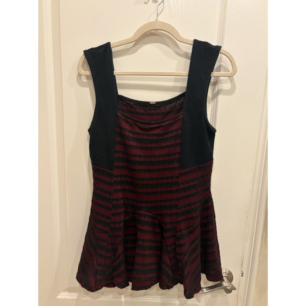 Free People Sedwick‎ Striped Peplum Top - Maroon/Wine - Size Medium